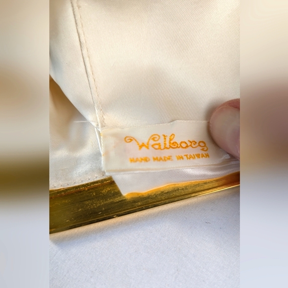 Vintage Walborg Beaded Evening Wrist Bag Clutch Floral White Ivory Wedding Bride - Picture 8 of 10